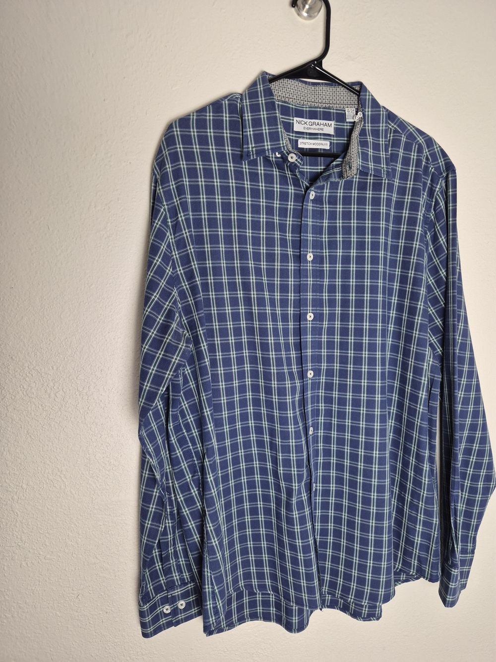 Nick Graham Blue Plaid Men’s Button-Up Shirt.Size XLTall